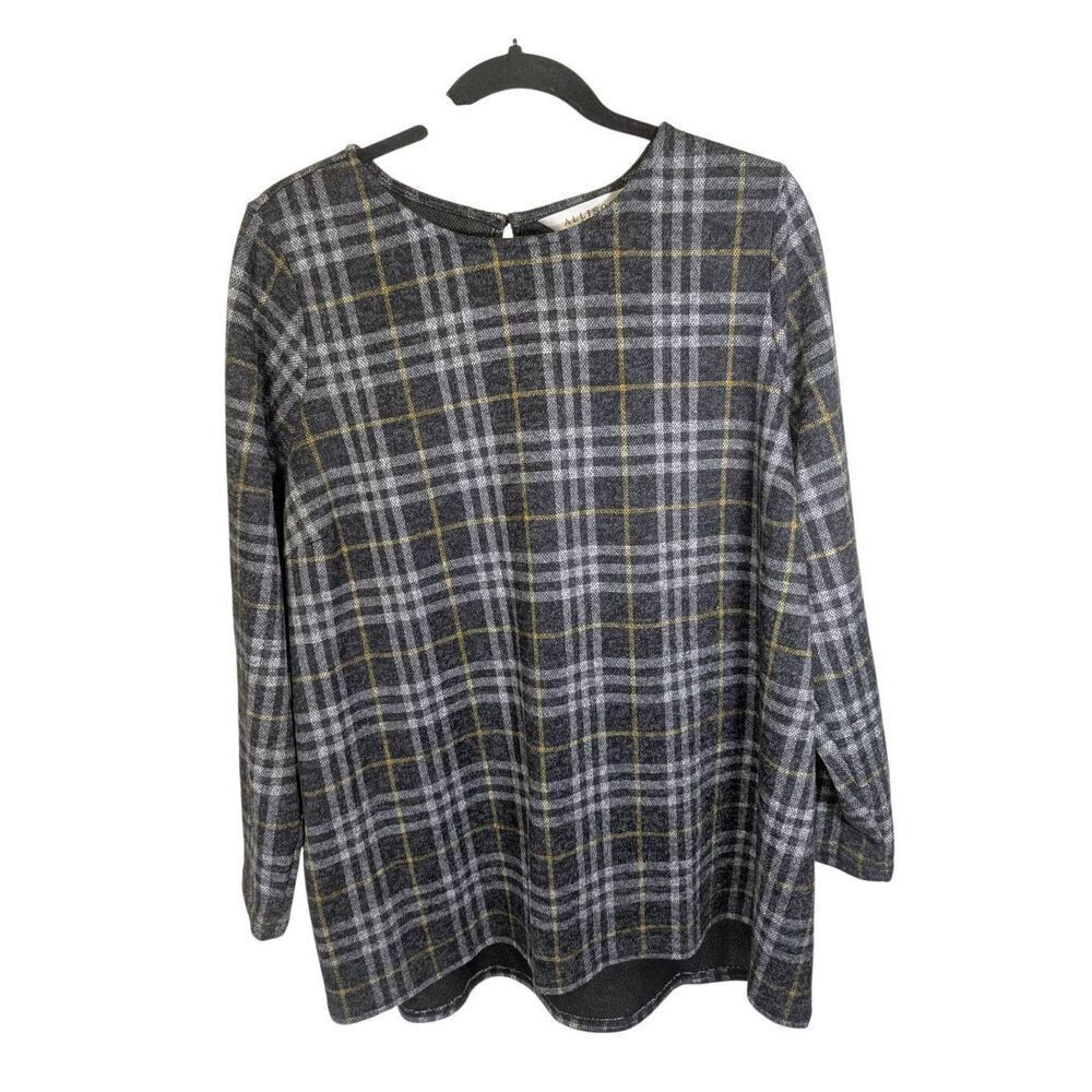 Allison Taylor Women's Crewneck Blouse  with Classic Plaid Pattern Women's 2X